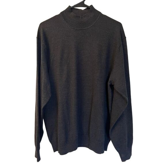 Alfani 100% Merino Wool Knit High Neck Pullover Sweater Long Sleeve Gray Men's L - Picture 1 of 8